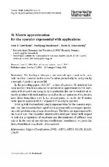 H -Matrix approximation for the operator exponential with applications