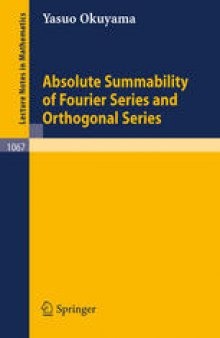 Absolute Summability of Fourier Series and Orthogonal Series