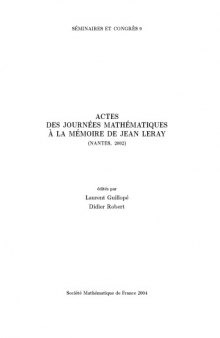 Actes des journées mathématiques à la mémoire de Jean Leray