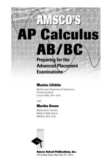 Amsco's AP Calculus AB BC: Preparing for the Advanced Placement Exams