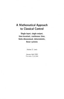 A Mathematical Approach to Classical Control