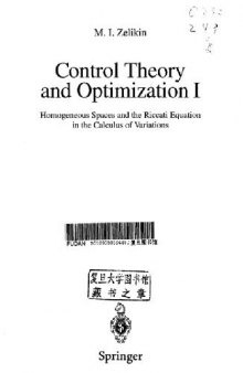 Control Theory and Optimization