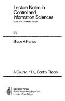 Course in H-infty Control Theory