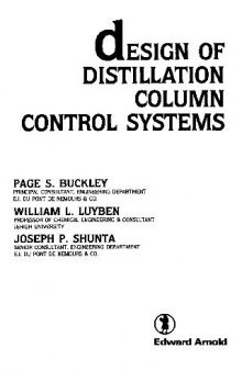 Design of distillation column control systems
