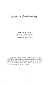 Generatingfunctionology (mostly combinatorics)