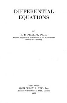 Differential Equations, 1937