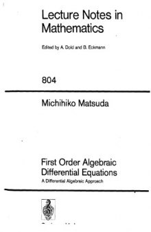 First order algebraic differential equations: A differential algebraic approach (Lecture notes in mathematics)