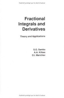 Fractional Integrals and Derivatives: Theory and Applications