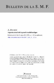 Aspects Actuels De La Pensee Mathematique