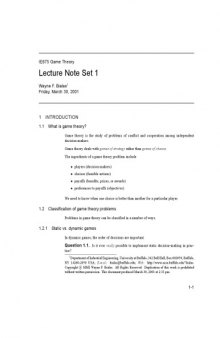 Lecture Note Set1. Game Theory