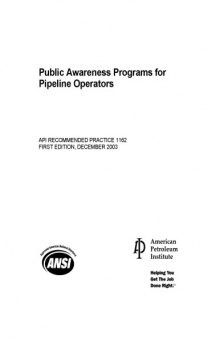 API RP 1162 Public Awareness Programs for Pipeline Operators