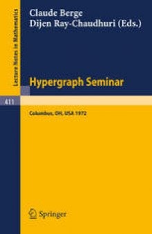 Hypergraph Seminar: Ohio State University 1972