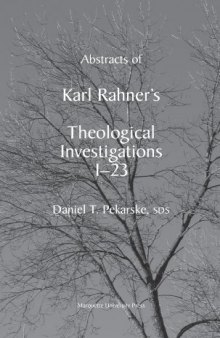 Abstracts of Karl Rahner's Theological Investigations I-23
