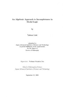 An Algebraic Approach to Incompleteness in Modal Logic [PhD Thesis]