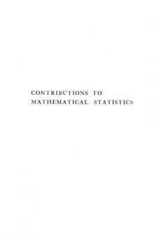 Contributions to Mathematical Statistics