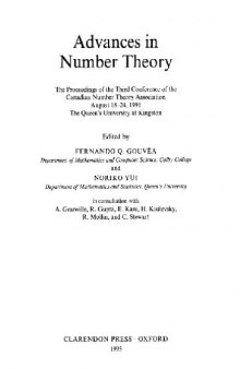 Advances in number theory: Proc. 3rd conf. of Canadian Number Theory Association, 1991