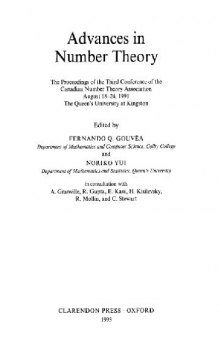 Advances in number theory: the proceedings of the Third Conference of the Canadian Number Theory Association, August 18-24, 1991, the Queen's University at Kingston