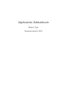 Algebraische Zahlentheorie [Lecture notes]