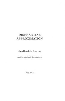 Diophantine approximation [lecture notes]