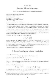 Invariant differential operators (2006)(en)(20s)