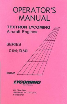 Lycoming O-540, IO-540. Operator's manual