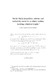 On the Maz'ja inequalities existence and multiplicity results for an elliptic problem involving cylindrical weights