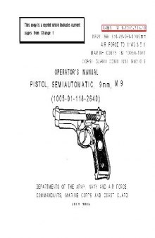TM 9-1005-317-10. Operator's manual. Pistol, semiautomatic, 9mm. M9