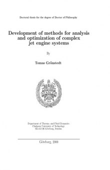 Development of methods for analysis and optimization of complex jet engine systems