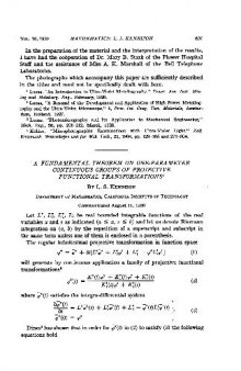 A Fundamental Theorem on One-Parameter Continuous Groups of Projective Functional Transformations