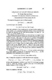 Covariants of Binary Modular Groups (1919)(en)(4s)