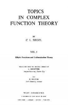 Topics in Complex Function Theory, Vol. 1: Elliptic Functions and Uniformization Theory 