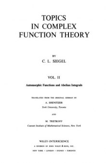 Topics in Complex Function Theory: Automorphic Functions and Abelian Integrals v. 2 