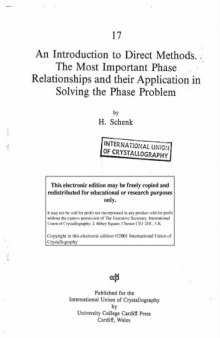 An introduction to direct methods : the most important phase relationships and their application in solving the phase problem
