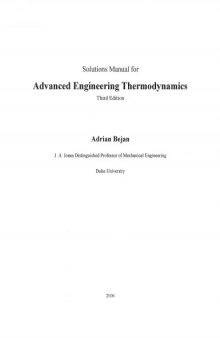 Advanced Engineering Thermodynamics 3rd Edition - Solution  Manual