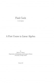 A First Course in Linear Algebra - Flashcard Supplement