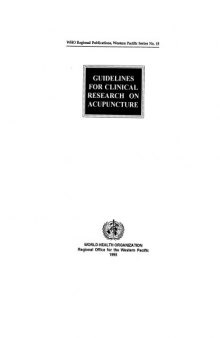 Guidelines for Clinical Research on Acupuncture