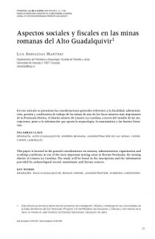 Aspectos sociales y fiscales en las minas romanas del Alto Guadalquivir