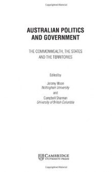 Australian Politics and Government: The Commonwealth, The States and The Territories