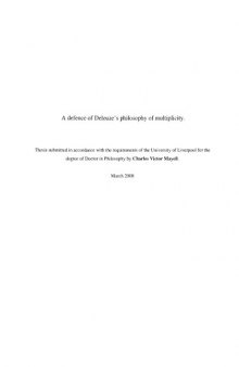 A defence of Deleuze's philosophy of multiplicity