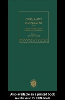 Comparative Management: Critical Perspectives Vol 2 (Critical Perspectives on Business & Management)