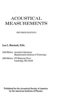 Acoustical Measurements (rev.)