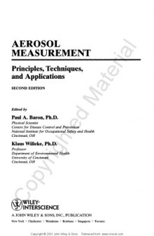 Aerosol measurement : principles, techniques, and applications