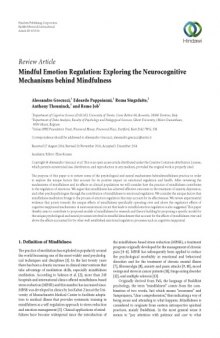 Biomed Reasearch International Mindfulness Emotion Regulation: Exploring the Neurocognitive Mechanisms behind Mindfulness