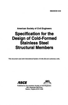 SEI/ASCE 8-02: Specification for the Design of Cold-Formed Stainless Steel Structural Members