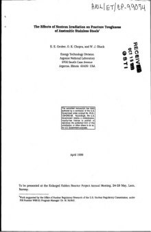 Effect of Neutron Irradiation on Fracture Toughness of Austentitic Stainless Steels