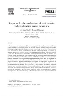 Simple molecular mechanisms of heat transfer: Debye relaxation versus power-law Monika Gall
