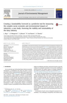 Creating a Sustainability Scorecard as a predictive tool for measuring the complex social, economic and environmental impacts of industries, a case study: Assessing the viability and sustainability of the dairy industry