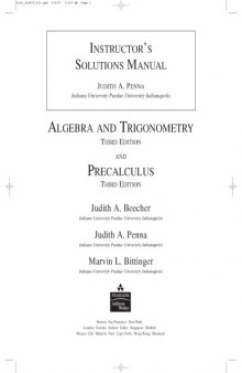 Instructor's Solutions Manual for Algebra & Trigonometry and Precalculus, 3 E