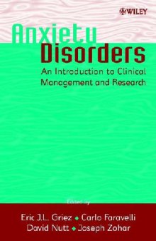 Anxiety Disorders An Introduction to Clinical Management and Research