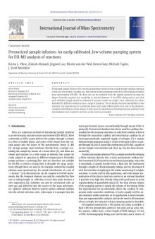 [Article] Pressurized sample infusion  An easily calibrated low volume pumping system for ESI-MS analysis of reactions
